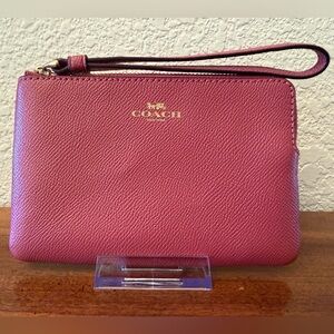 Coach Pink Leather Wristlet Clutch, NWOT